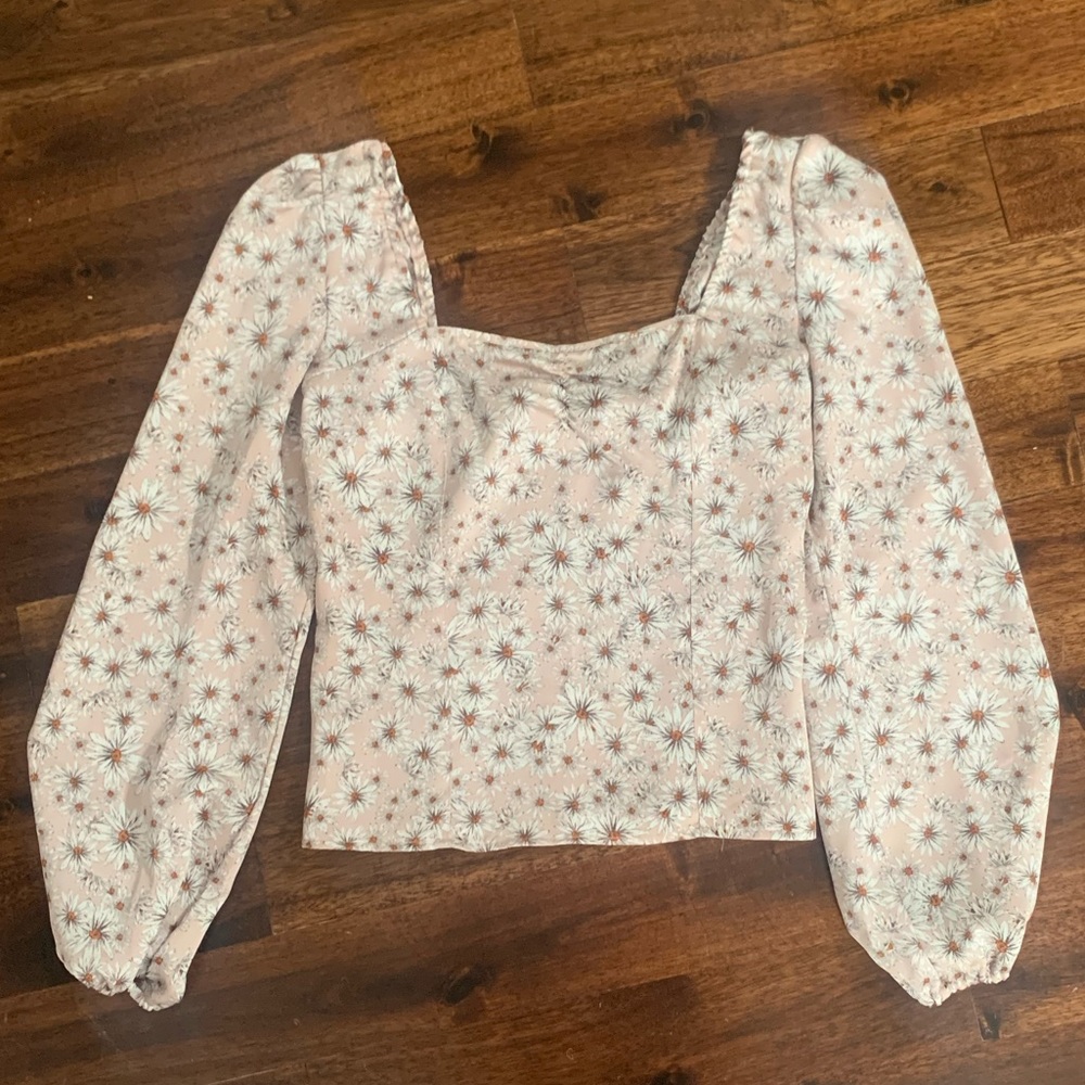 WAYF sweetheart satin long sleeve top
